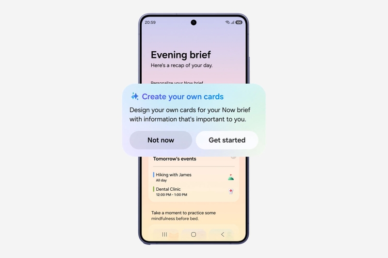 Now Brief trên One UI 9 bổ sung Generative Cards và Editable Cards, cho phép người dùng tùy chỉnh nội dung hiển thị.