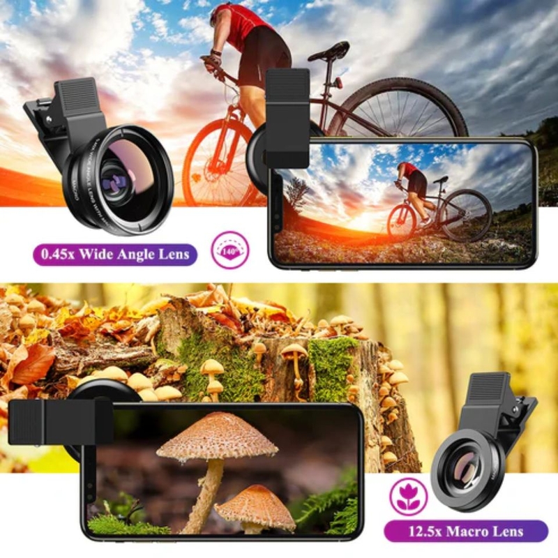 Ống kính camera điện thoại di động Apexel APL-0.45WM - Thiết kế 2 trong 1 đa năng