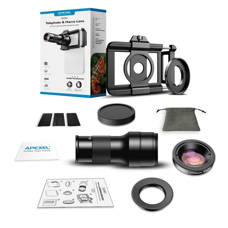 Ống kính camera điện thoại di động Apexel APL-TM6 - Trang bị chụp mắt tháo rời tiện dụng