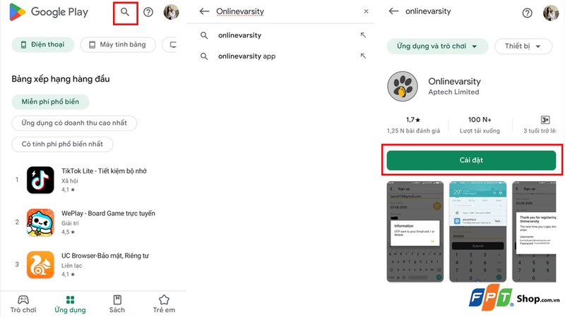 Ứng dụng đã có sẵn trên hệ điều hành máy Android