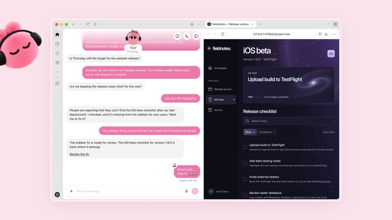OpenAI Dots kết hợp trao đổi với checklist phát hành, giúp nhóm kỹ thuật kiểm tra bản sửa lỗi trước khi triển khai.