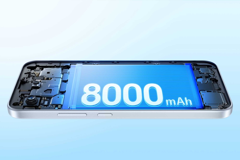 Viên pin 8.000 mAh trên OPPO A7 Pro 5G đáp ứng nhu cầu sử dụng điện thoại trong thời gian dài.