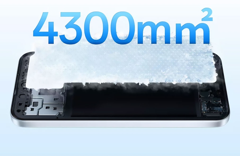 Hệ thống tản nhiệt VC trên OPPO A7 Pro có diện tích 4.300 mm².