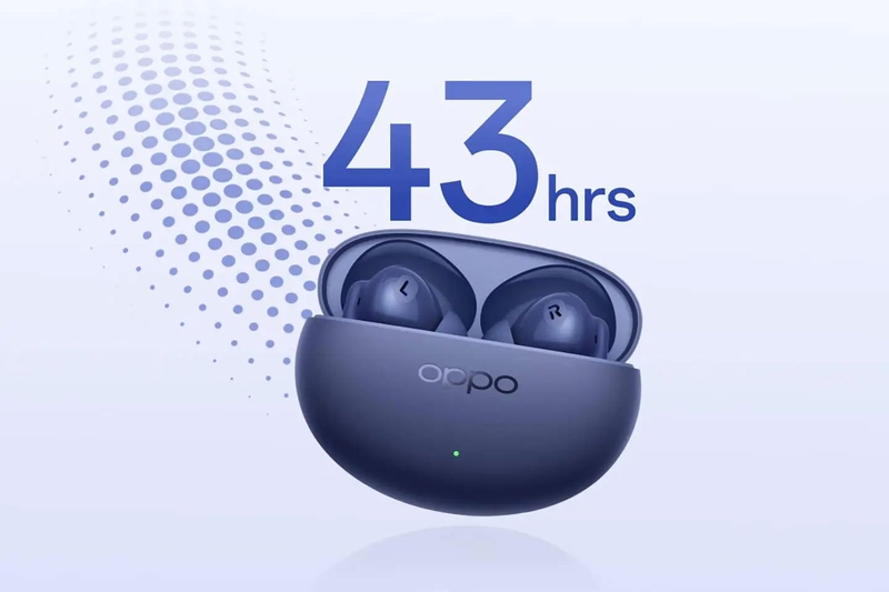 OPPO Enco Air4s có tổng thời lượng pin lên đến 43 giờ khi dùng cùng hộp sạc, hạn chế việc phải sạc thường xuyên.