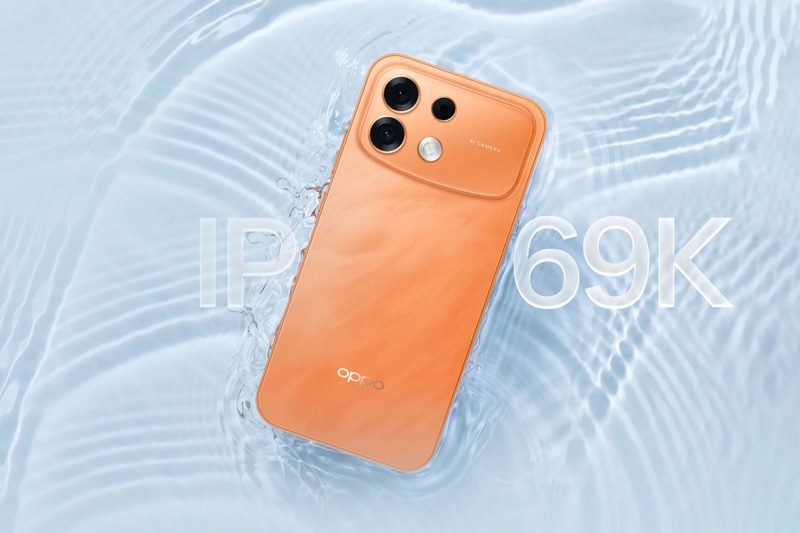 Chuẩn IP69K tăng khả năng bảo vệ OPPO F35 Pro 5G trước tia nước áp lực và nhiệt độ cao.