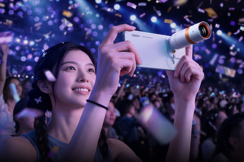 Bộ teleconverter Hasselblad mở rộng khả năng chụp xa của OPPO Find X10 trong các bối cảnh sân khấu, sự kiện.
