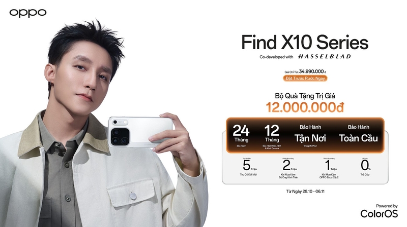 OPPO Find X10 Series đi kèm chương trình ưu đãi với tổng giá trị công bố lên đến 12 triệu đồng trong thời gian mở bán.