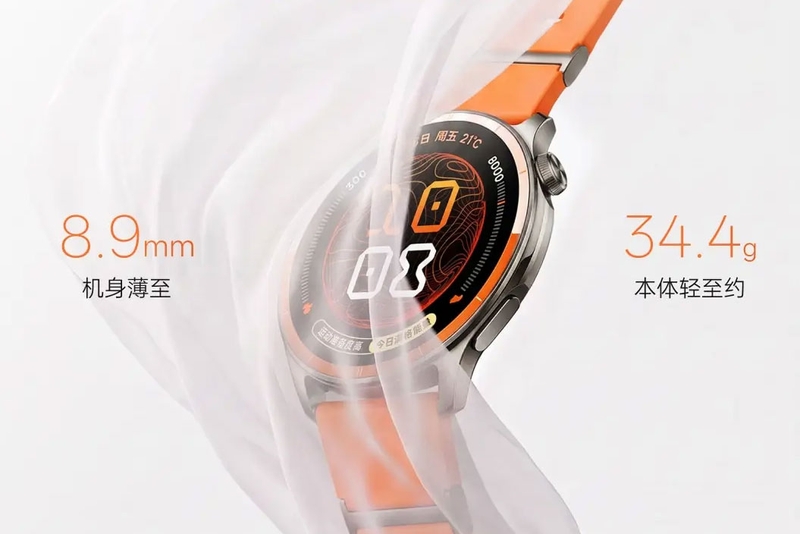 OPPO Watch S2 có thân máy mỏng 8,9 mm, giúp tổng thể gọn nhẹ hơn khi đeo trên cổ tay.