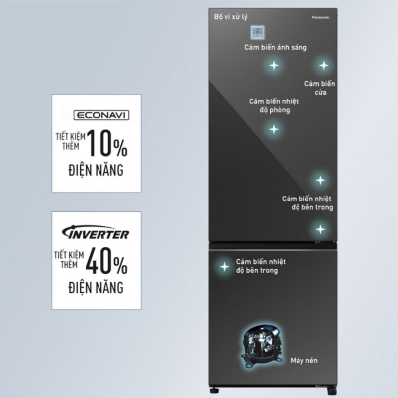 ECONAVI tiết kiệm điện tủ lạnh Panasonic NR-BC361VGMV