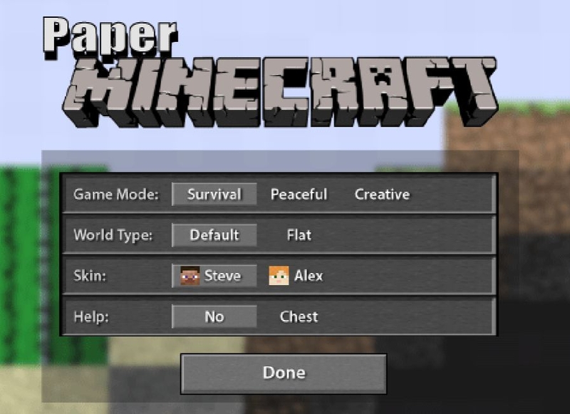 game paper minecraft