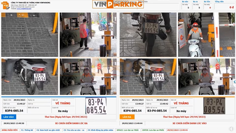 Giao diện phần mềm giữ xe Vinparking