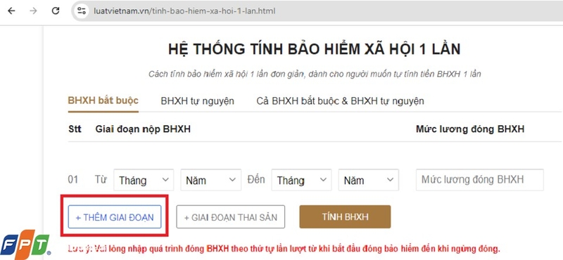 Điền các thông tin hệ thống yêu cầu