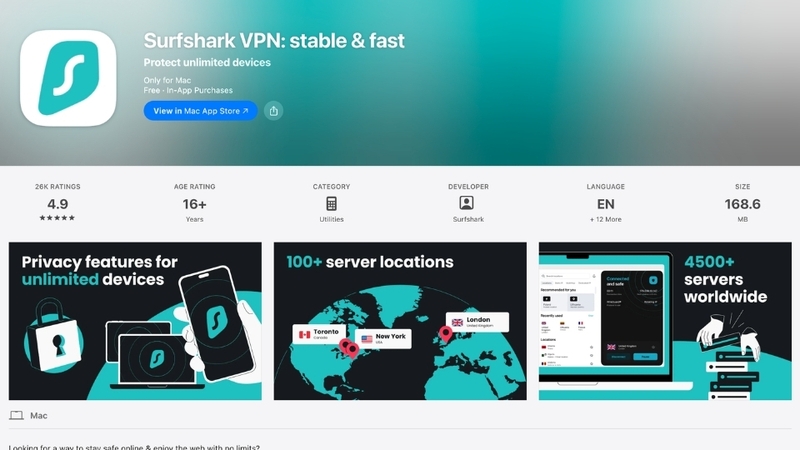 Surfshark VPN: stable & fast