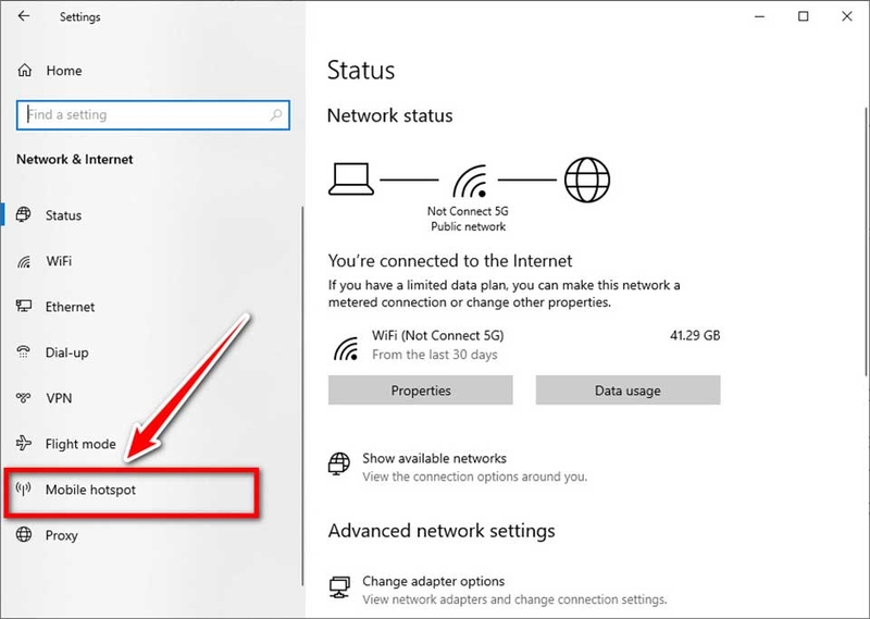 Chọn Mobile Hotspot