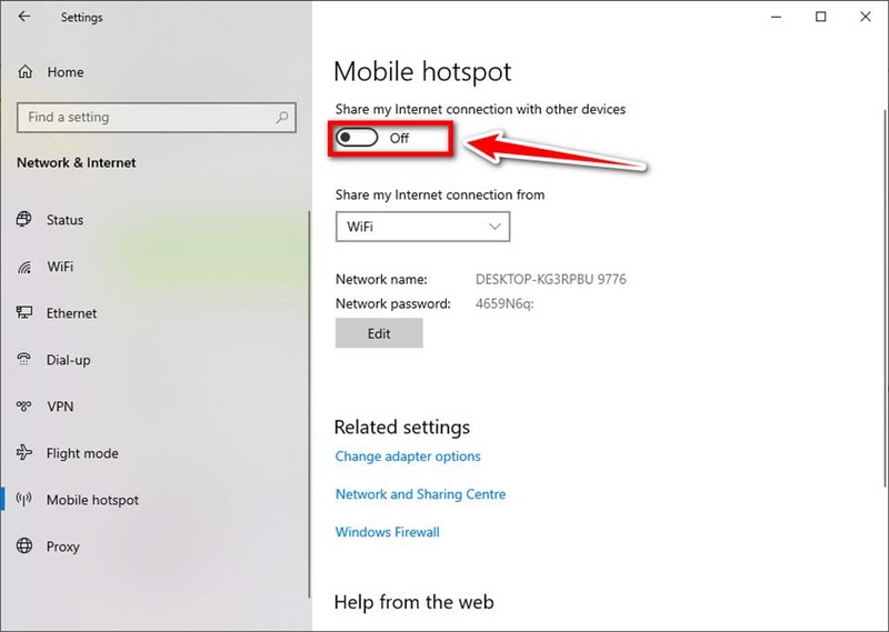 Bật Mobile Hotspot để phát Wi-Fi từ laptop Win 10