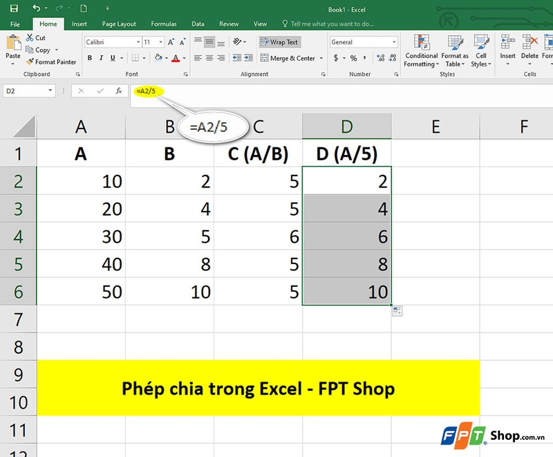 Phép chia trong Excel - Ảnh 05