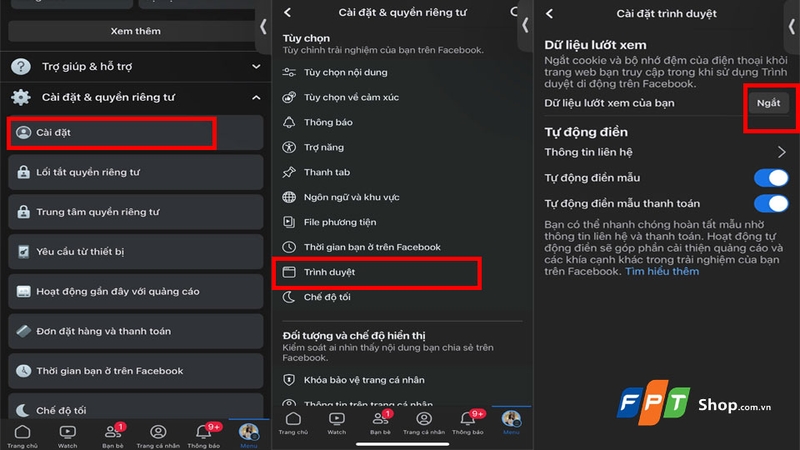 Xoá bớt dữ liệu Facbook