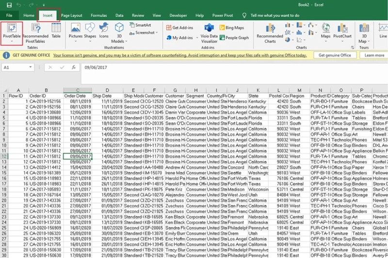 phím tắt PivotTable 1