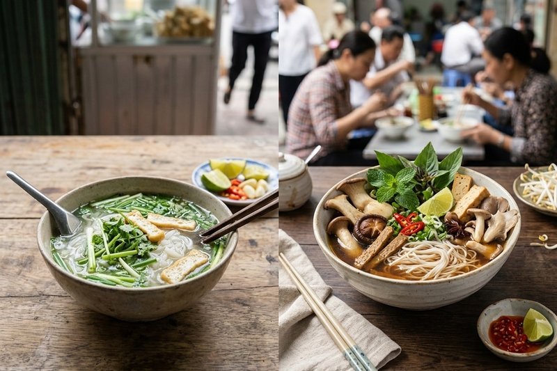 Phân biệt phở không người lái với phở chay hiện đại