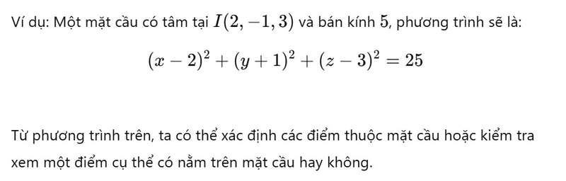 Phương trình mặt cầu ảnh 1