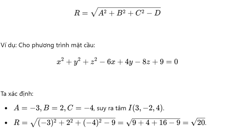 Phương trình mặt cầu ảnh 2