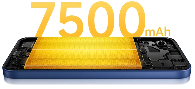 Pin 7.500 mAh giúp POCO C95 Pro kéo dài thời gian sử dụng giữa các lần sạc.