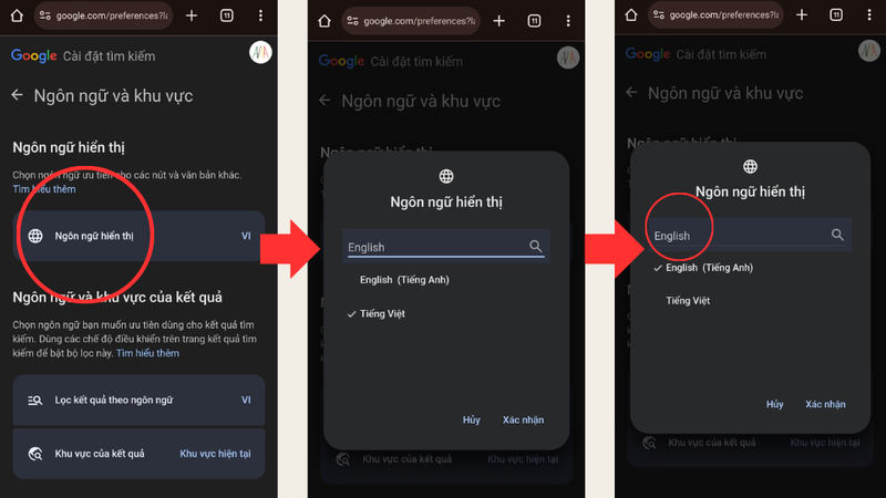 Chỉnh ngôn ngữ sang Tiếng Anh