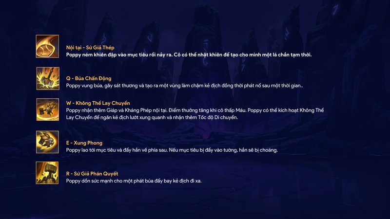 Chi tiết về bộ chiêu thức của Poppy