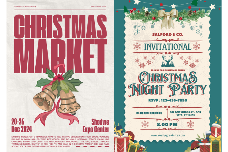 Poster Noel phong cách vintage 2