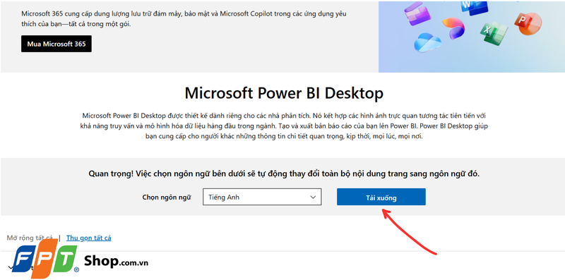 Download Power BI trực tiếp trên website Microsoft
