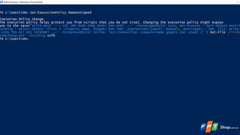 Cách sử dụng PowerShell trên laptop - bước 4
