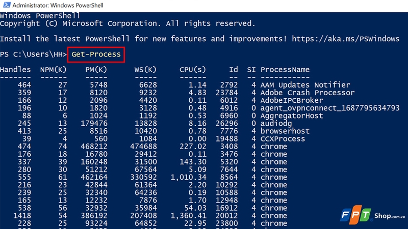 Cách sử dụng PowerShell trên laptop - bước 2