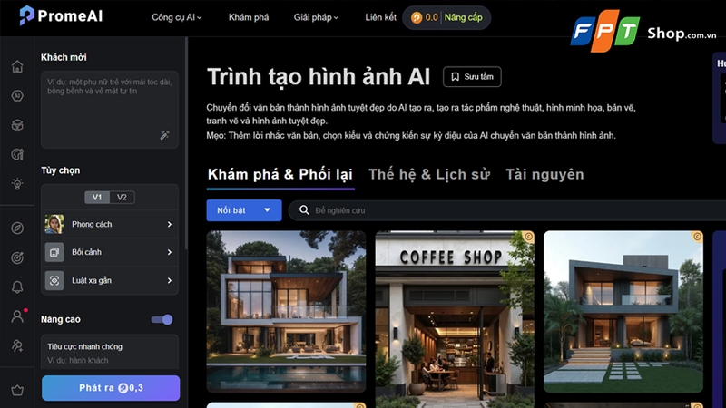 Tính năng tạo hình ảnh từ văn bản