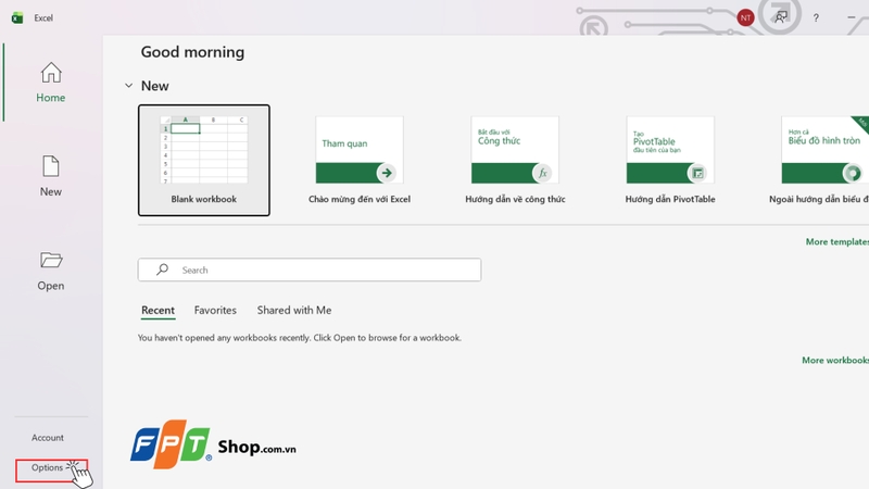 Mở Microsoft Excel