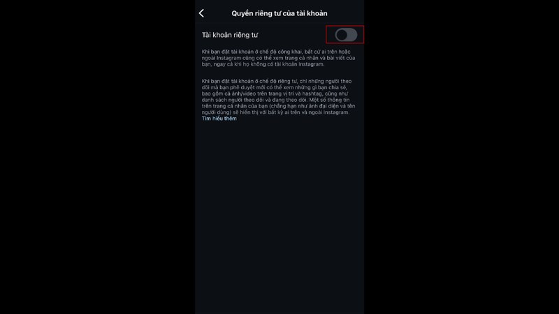 Bấm vào "Tài khoản riêng tư"