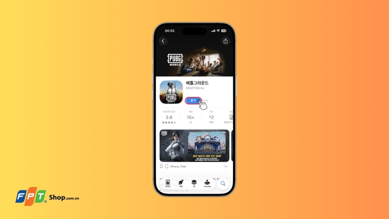 Chọn PUBG Mobile Hàn Quốc trong kết quả tìm kiếm
