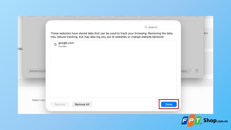 Xóa cookie và dữ liệu của từng trang web cụ thể trên máy Mac