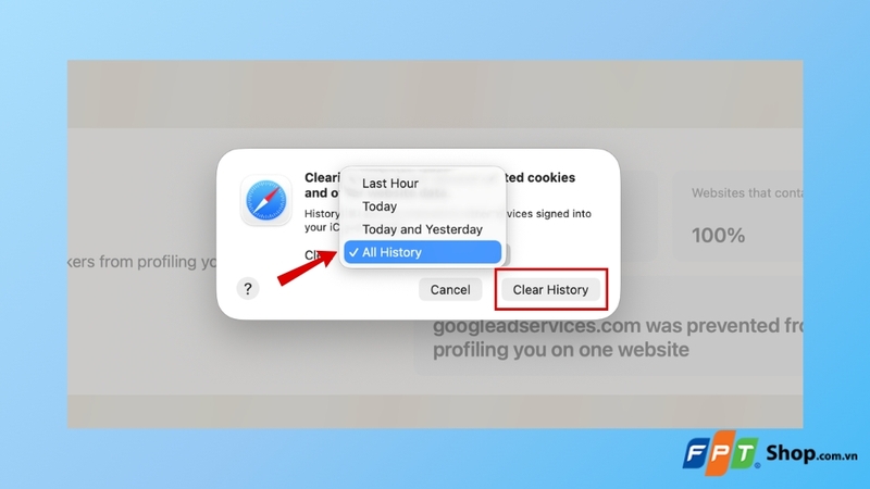 Xóa toàn bộ lịch sử cookie và dữ liệu duyệt web trên MacBook
