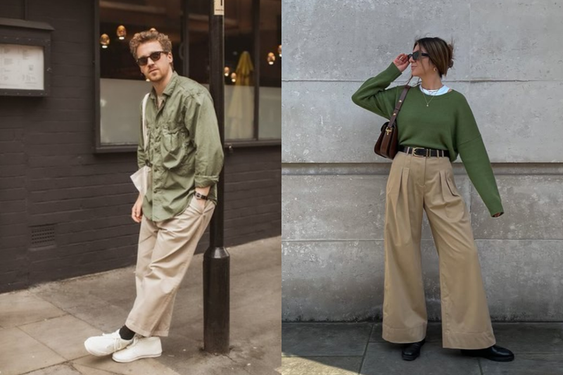 Phối với áo màu xanh rêu