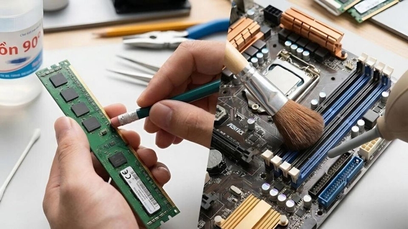 RAM bị lỏng hoặc tiếp xúc kém