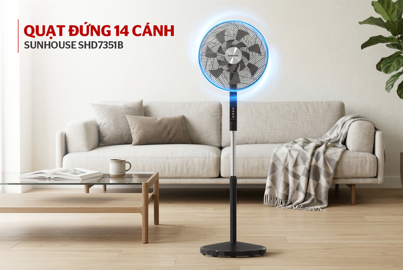 Quạt đứng Sunhouse 14 cánh SHD7351B - hình 2