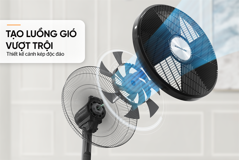 Quạt đứng Sunhouse 14 cánh SHD7351B - hình 3