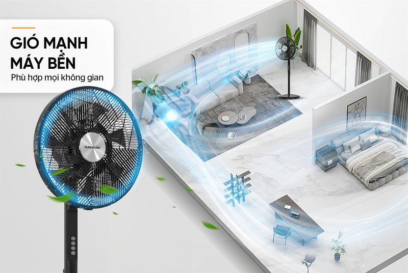 Quạt đứng Sunhouse 14 cánh SHD7351B - hình 6