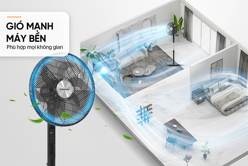 Quạt đứng Sunhouse 6 cánh SHD7356B - hình 4