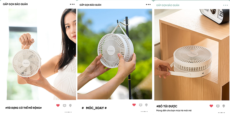 Quạt sạc để bàn Lumias LM-36FL gọn nhẹ và dễ mang theo