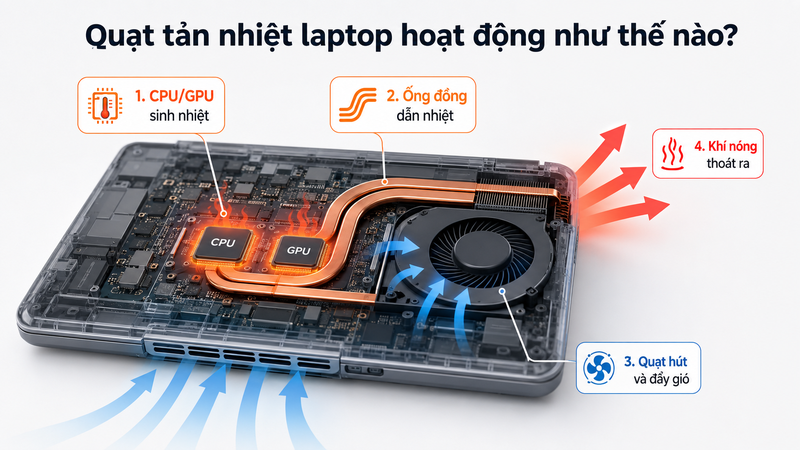 Quạt tản nhiệt laptop hoạt động như thế nào?
