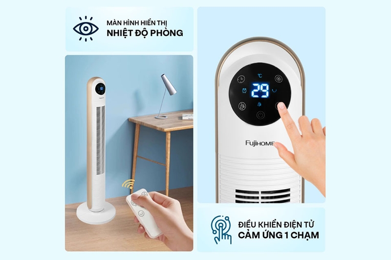 Quạt tháp điện tử Fujihome TF-13E tích hợp điều khiển cảm ứng trên màn hình LED