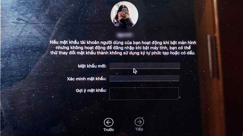 Người dùng nhập lại mật khẩu mới cho máy tính