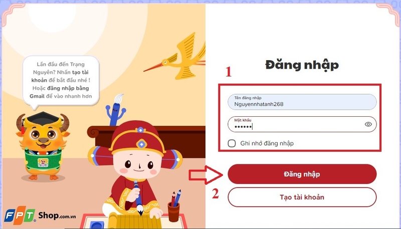 Quên mật khẩu Trạng Nguyên Tiếng Việt 1