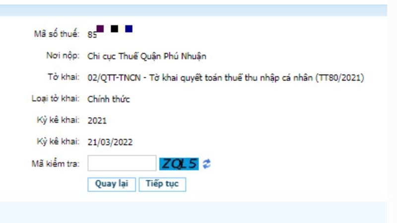 quyet toan thue qua website cuc thue